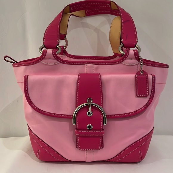 Coach Handbags - Coach Ltd Soho Pink Magenta Canvas Leather Small Tote Purse Satchel RARE!!